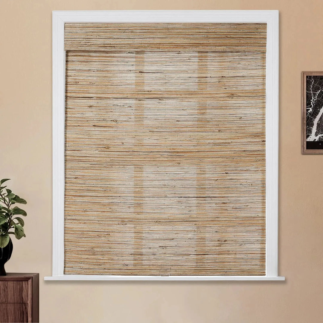 Natural Ramie Bamboo Woven Shade - Honeynut TWOPAGES CURTAINS