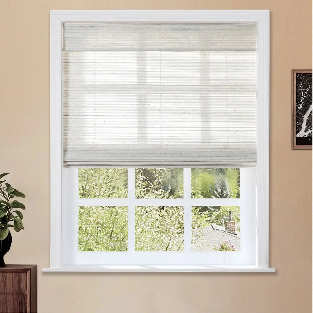 Natural Paper Bamboo Woven Shade - Marble White TWOPAGES CURTAINS