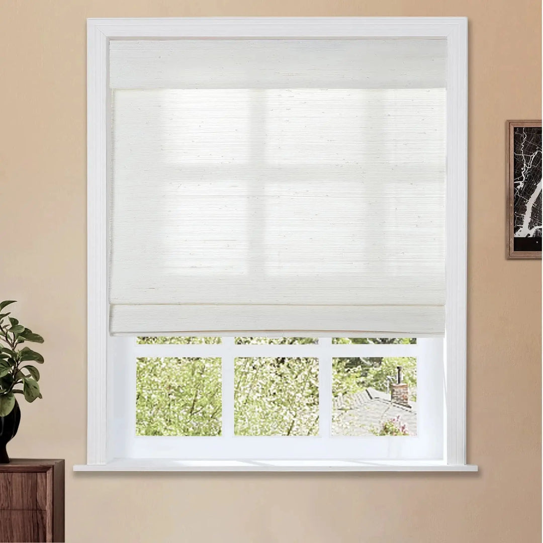 Natural Ramie Bamboo Woven Shade - Rattan White TWOPAGES CURTAINS