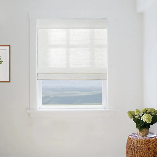 Natural Ramie Bamboo Woven Shade - Rattan White TWOPAGES CURTAINS