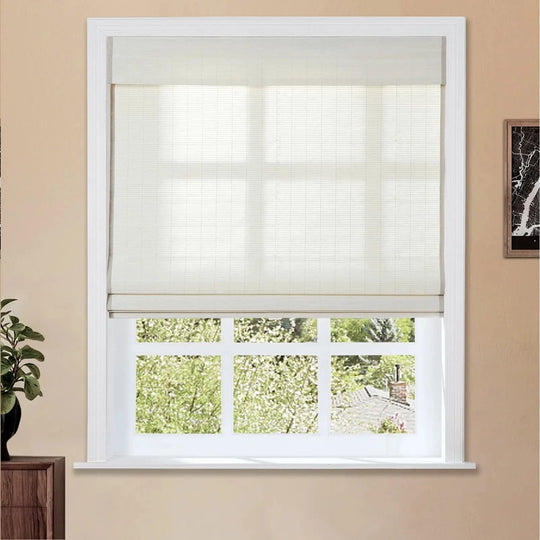 Natural Flax Bamboo Woven Shade - Eggshell TWOPAGES CURTAINS