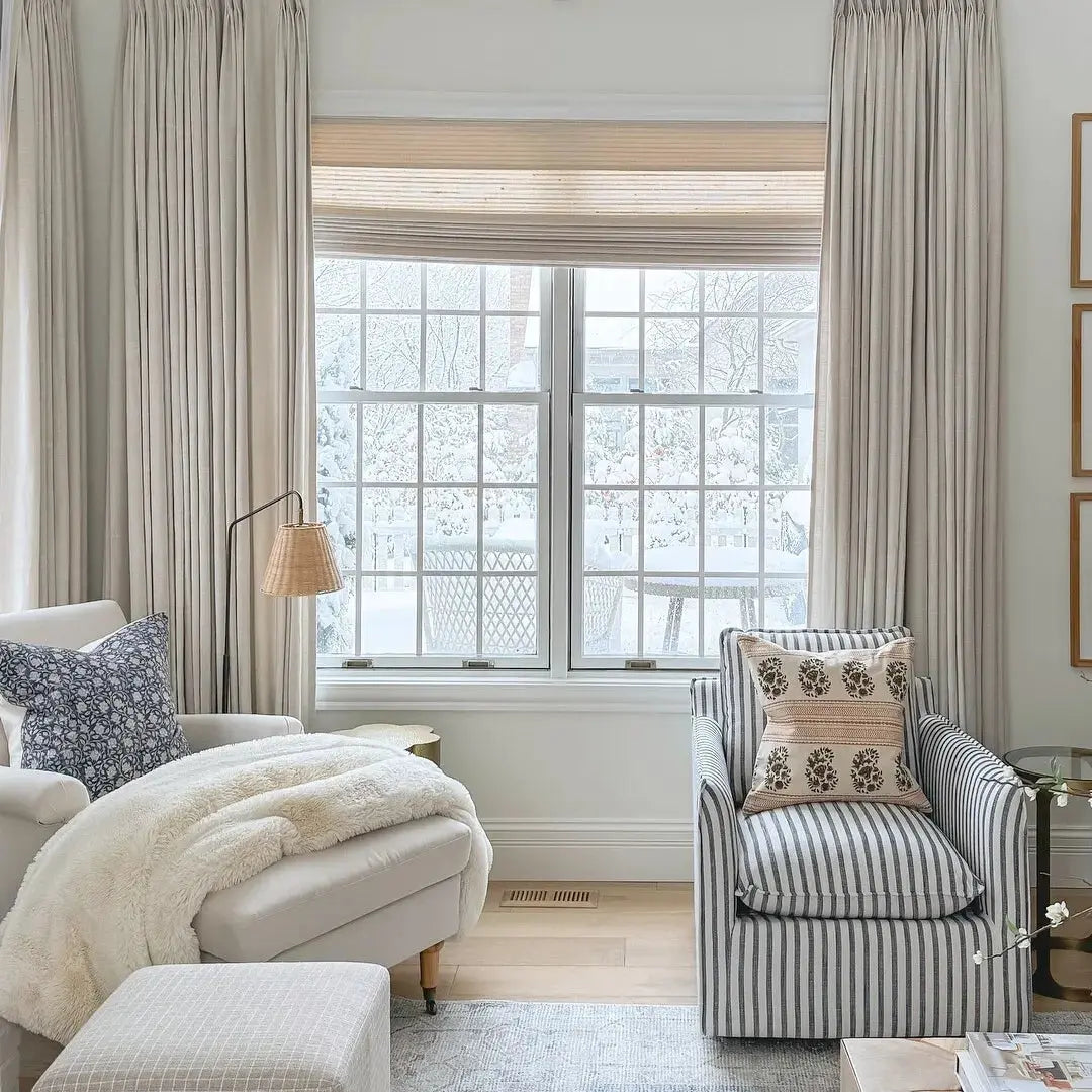Natural Paper Bamboo Woven Shade - Marble White -TWOPAGES CURTAINS