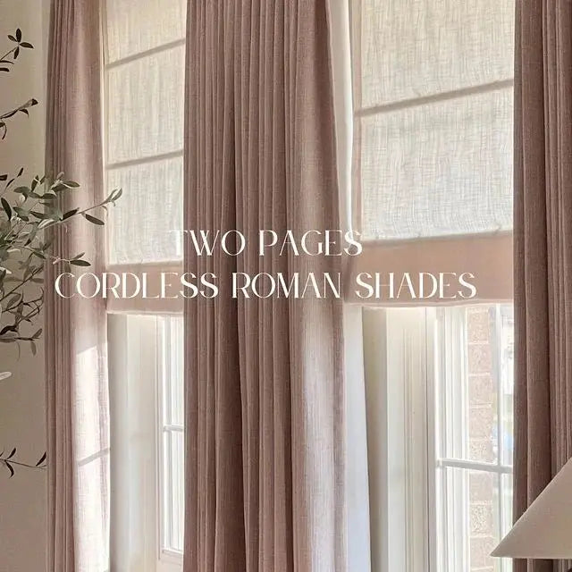 Liz Linen Roman Shade Cordless Wooden Headrail