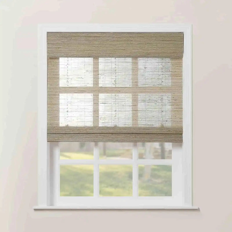 Rae Natural Ramie Flax Woven Wood Shades - Series C -TWOPAGES CURTAINS