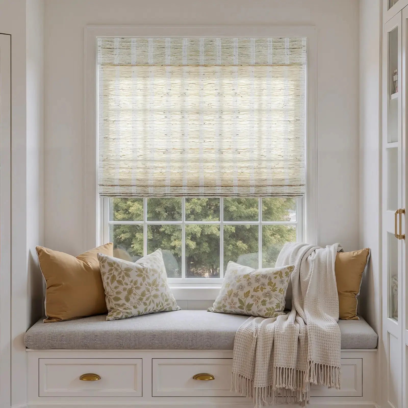 リネンのもんぺ　ライラック Lay Natural Ramie Bamboo Woven Shade - Shell