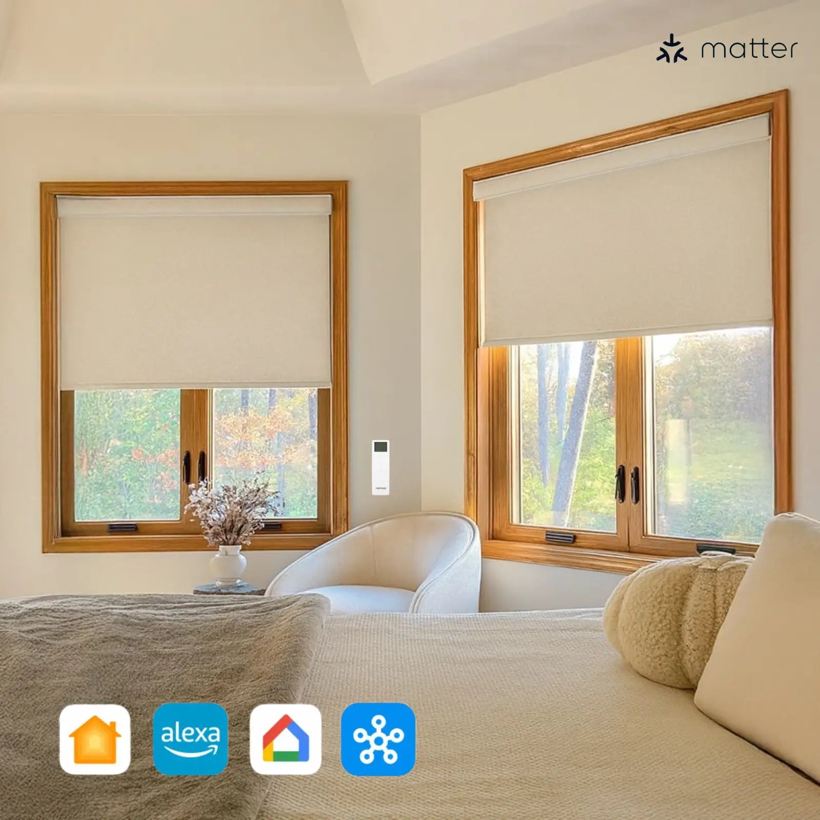 Alvin Motorized Linen Blackout Roller Shade | TWOPAGES Curtains