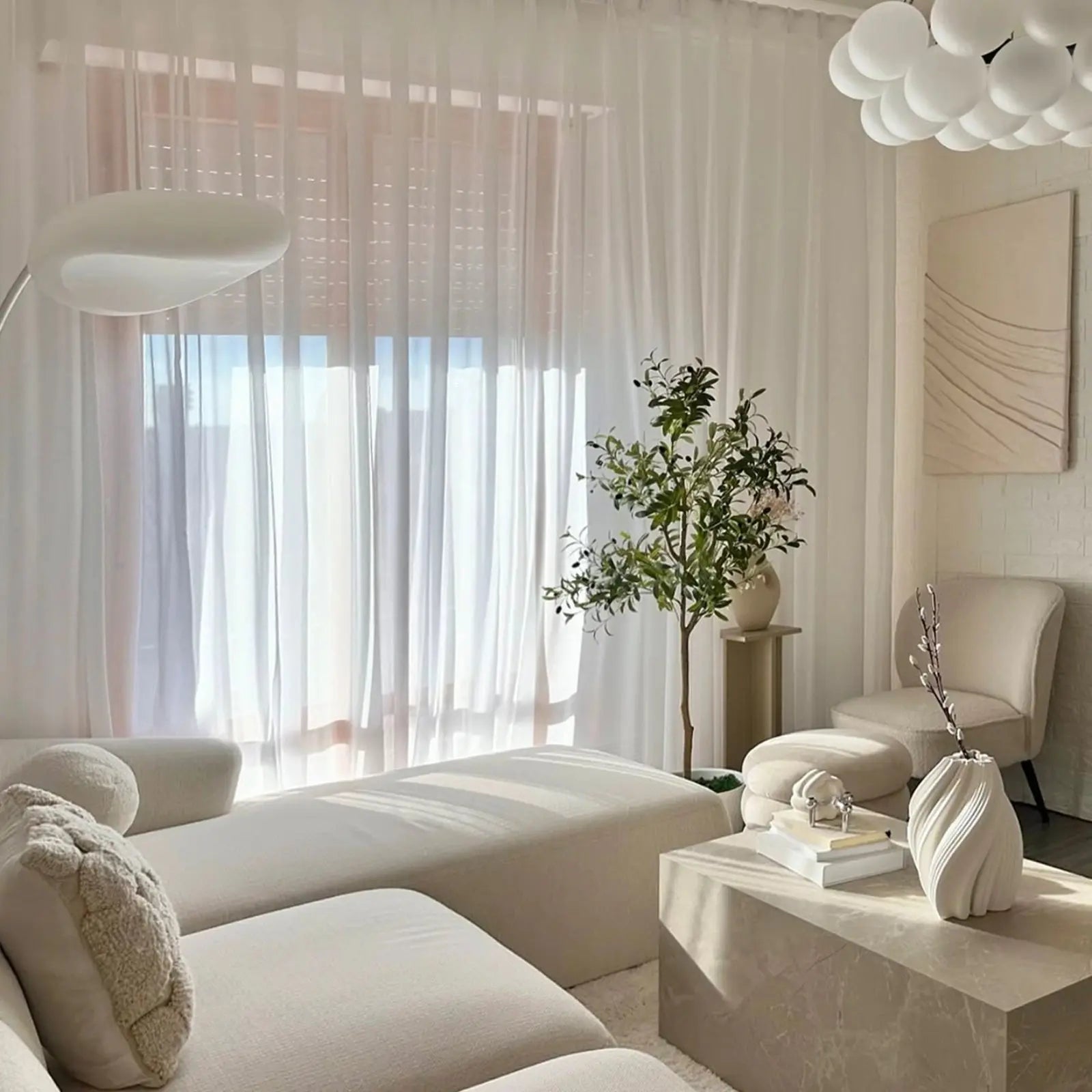 Scandina Solid Voile Sheer Curtain Soft Top