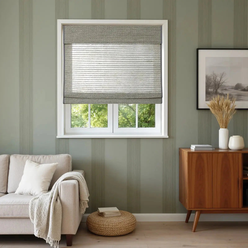 Rae Natural Ramie Flax Woven Wood Shades - Series C -TWOPAGES CURTAINS