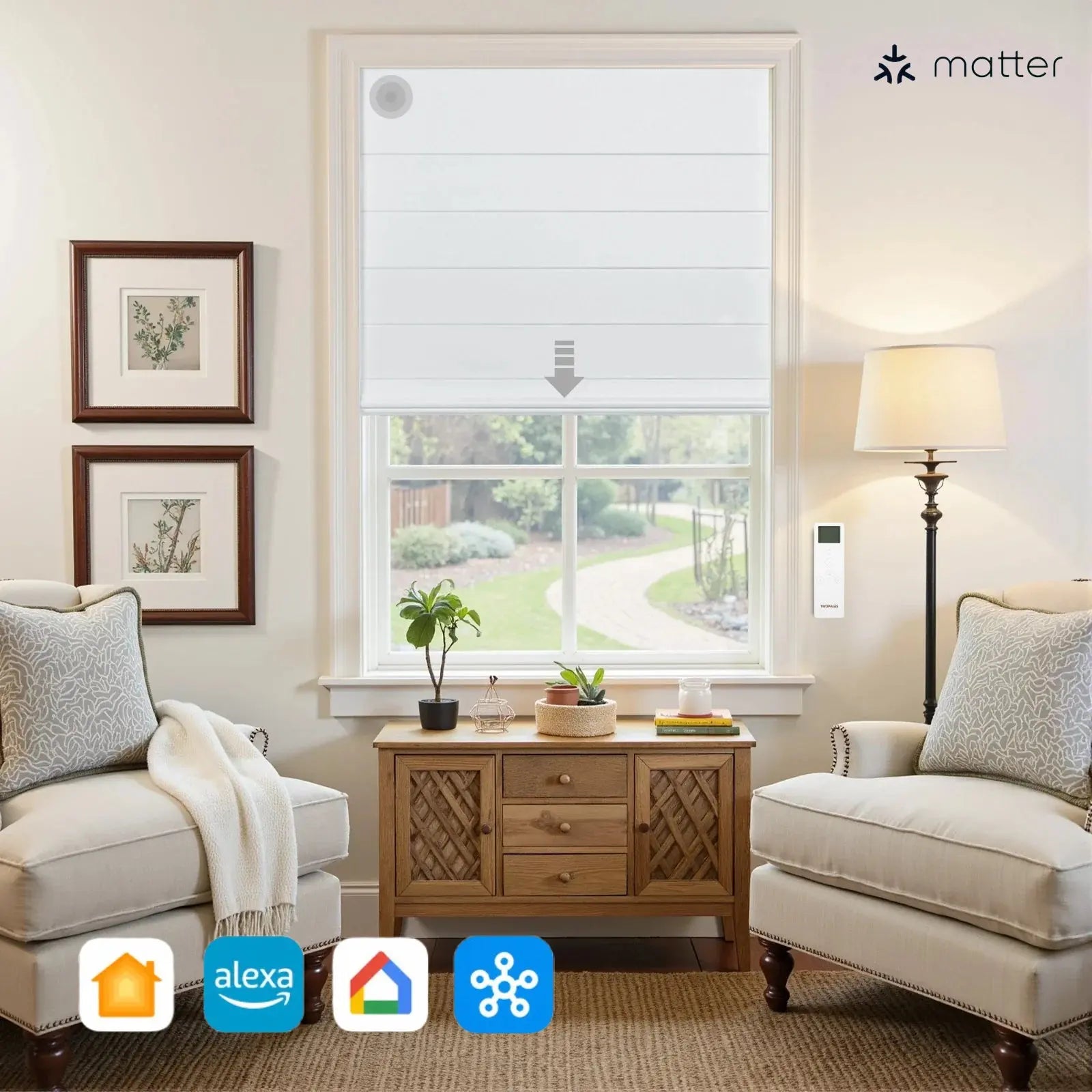 Alvin Motorized Waterproof Blackout Roman Shade | TWOPAGES Curtains