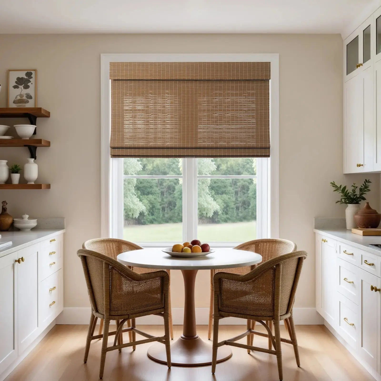 Sybil Bamboo Roman Shade - Almond