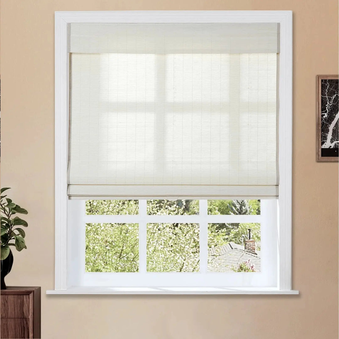 Natural Flax Bamboo Woven Shade - Eggshell TWOPAGES CURTAINS