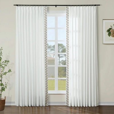 Isabella Cotton Blend Curtains with Border Trim (Sold per Pair) TWOPAGES