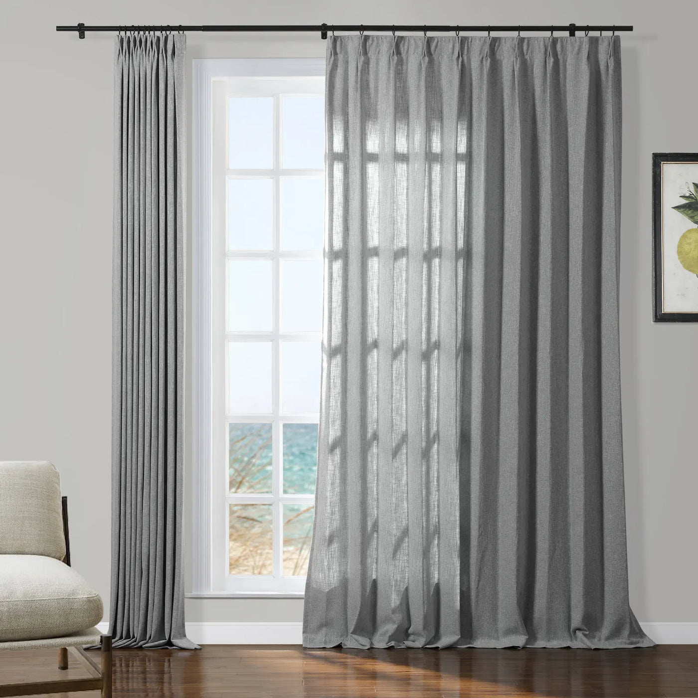 Sarai Textured Polyester Cotton Curtain Pleated