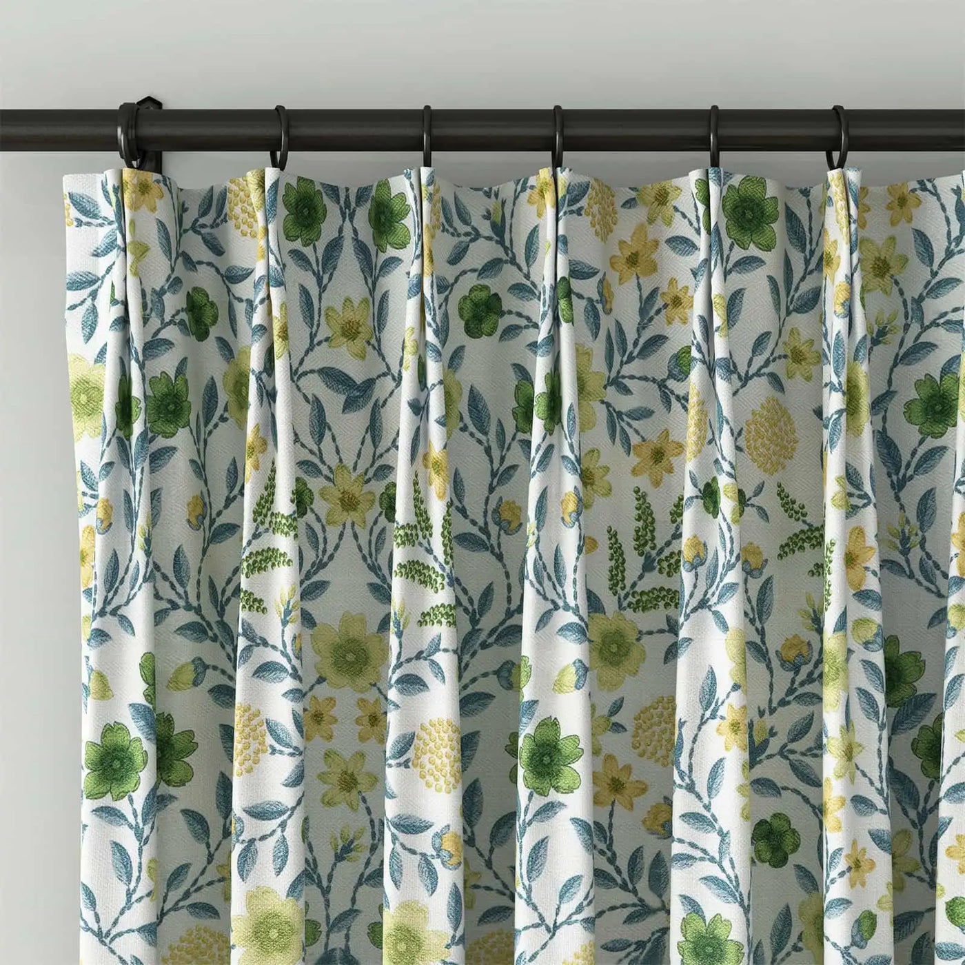 Holly Floral Pattern Boho Style Curtain Pleated TWOPAGES