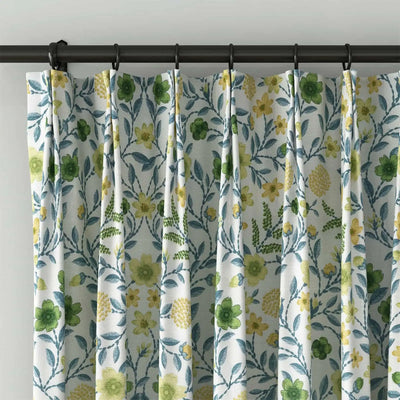 Holly Floral Pattern Boho Style Curtain Pleated TWOPAGES