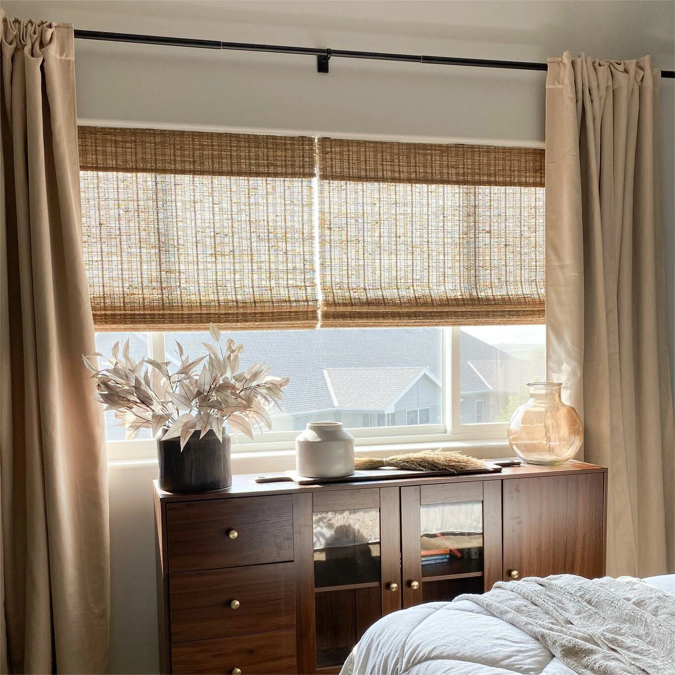 Lay Grass Cinnamon Inside Mounted Bamboo Woven Shade