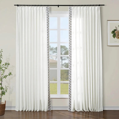 Isabella Cotton Blend Curtains with Border Trim (Sold per Pair) TWOPAGES