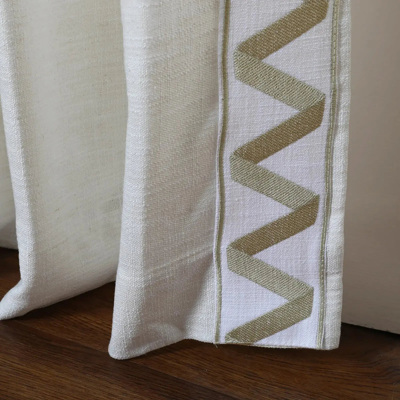 Jawara Luxury Linen Cotton Curtains with Border Trim (Sold per Pair) TWOPAGES