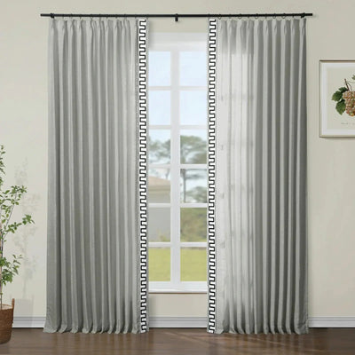 Isabella Cotton Blend Curtains with Border Trim (Sold per Pair) TWOPAGES