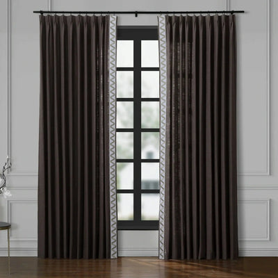 Jawara Luxury Linen Cotton Curtains with Border Trim (Sold per Pair) TWOPAGES