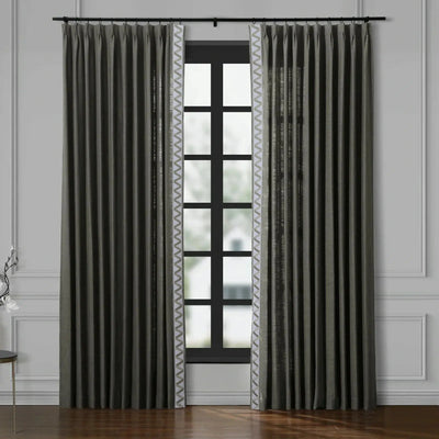 Isabella Cotton Blend Curtains with Border Trim (Sold per Pair) TWOPAGES