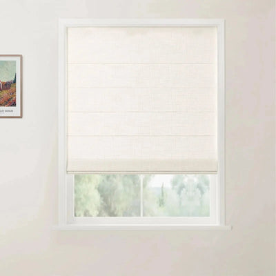 Custom Linen Back Slat Roman Shades Cordless -TWOPAGES