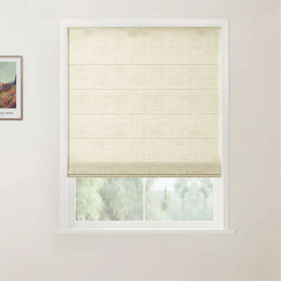 Ian Linen Back Slat Roman Shades Cordless