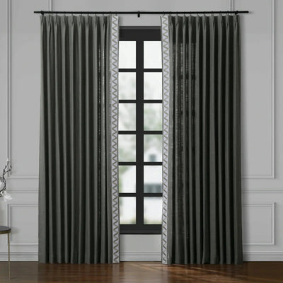 Isabella Cotton Blend Curtains with Border Trim (Sold per Pair) TWOPAGES