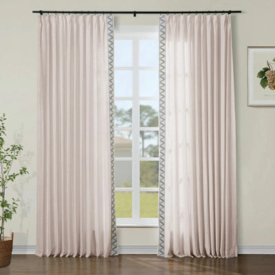 Jawara Luxury Linen Cotton Curtains with Border Trim (Sold per Pair) TWOPAGES