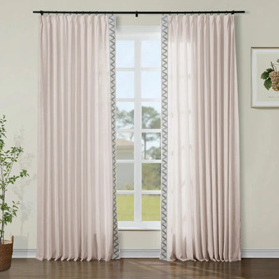 Isabella Cotton Blend Curtains with Border Trim (Sold per Pair) TWOPAGES