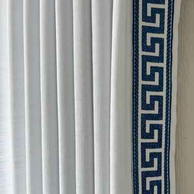 Liz Linen Curtains with Border Trim (Sold per Pair) -TWOPAGES