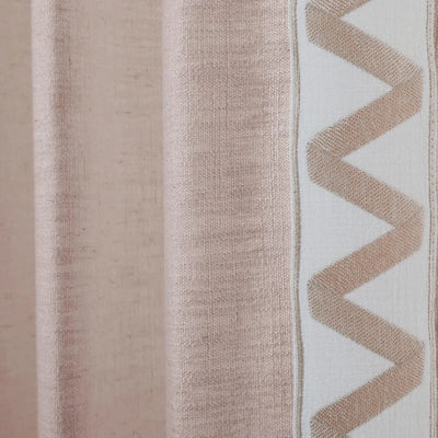 Liz Linen Curtains with Border Trim (Sold per Pair) -TWOPAGES