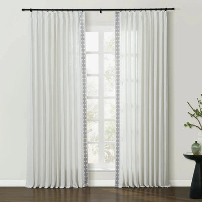 Liz Linen Curtains with Border Trim (Sold per Pair) -TWOPAGES