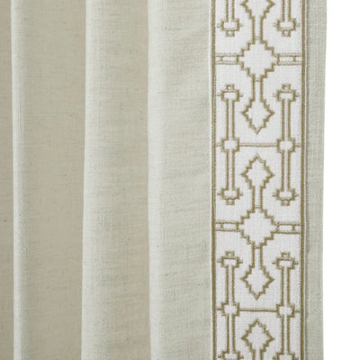 Liz Linen Curtains with Border Trim (Sold per Pair) -TWOPAGES