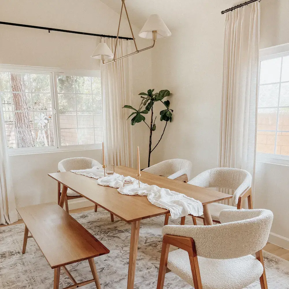 Liz lvory White Triple Pleated Linen Drape