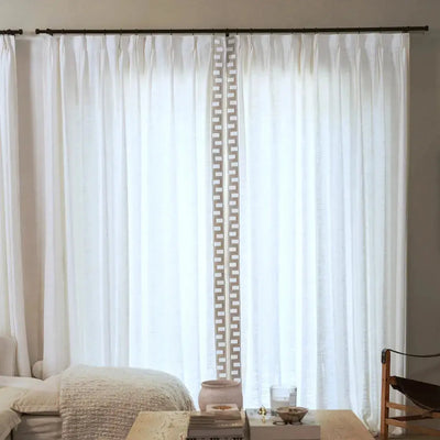 Liz Linen Curtains with Border Trim (Sold per Pair) -TWOPAGES