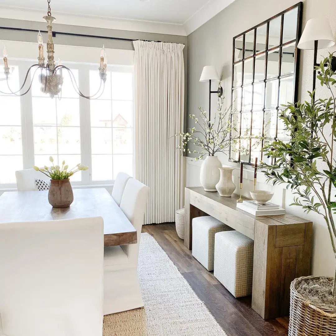 Liz lvory White Triple Pinch Pleated Linen Drape