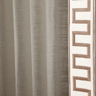 Liz Linen Curtains with Border Trim (Sold per Pair) -TWOPAGES