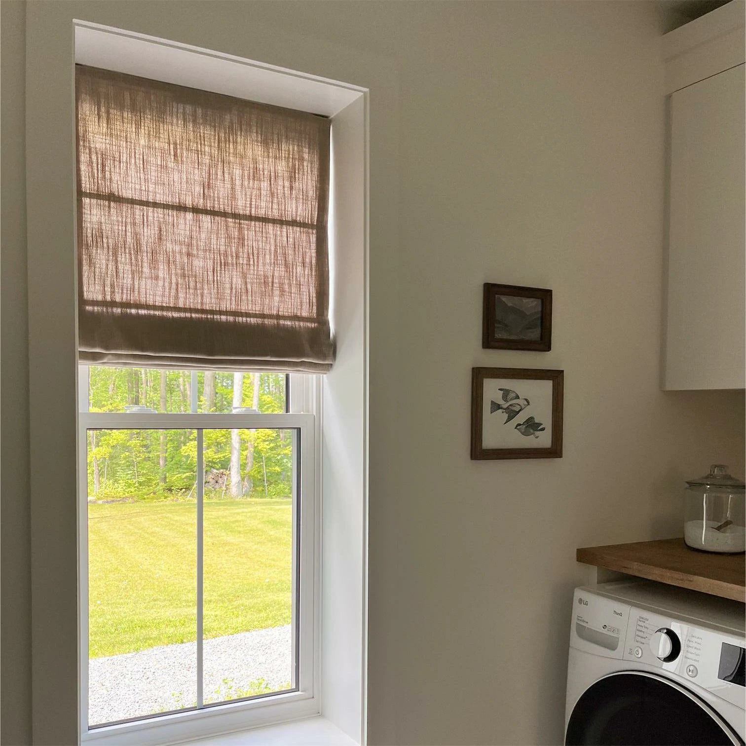 Liz Grey Beige Inside Mounted Cordless Roman Shade