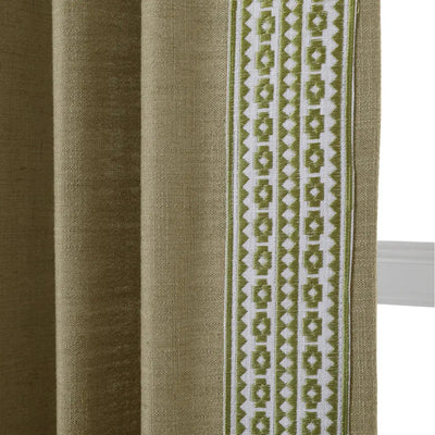 Liz Linen Curtains with Border Trim (Sold per Pair) -TWOPAGES