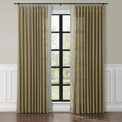 Liz Linen Curtains with Border Trim (Sold per Pair) -TWOPAGES