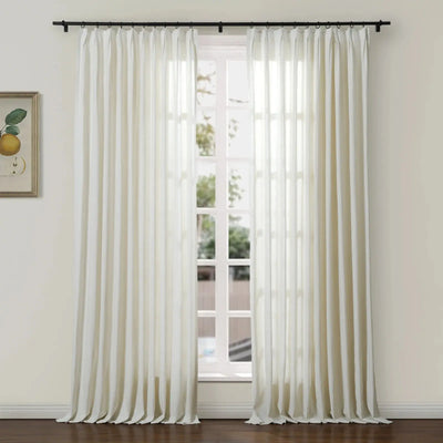 Ron Linen Cotton Herringbone Curtain Pleated