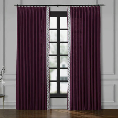 Isabella Cotton Blend Curtains with Border Trim (Sold per Pair) TWOPAGES