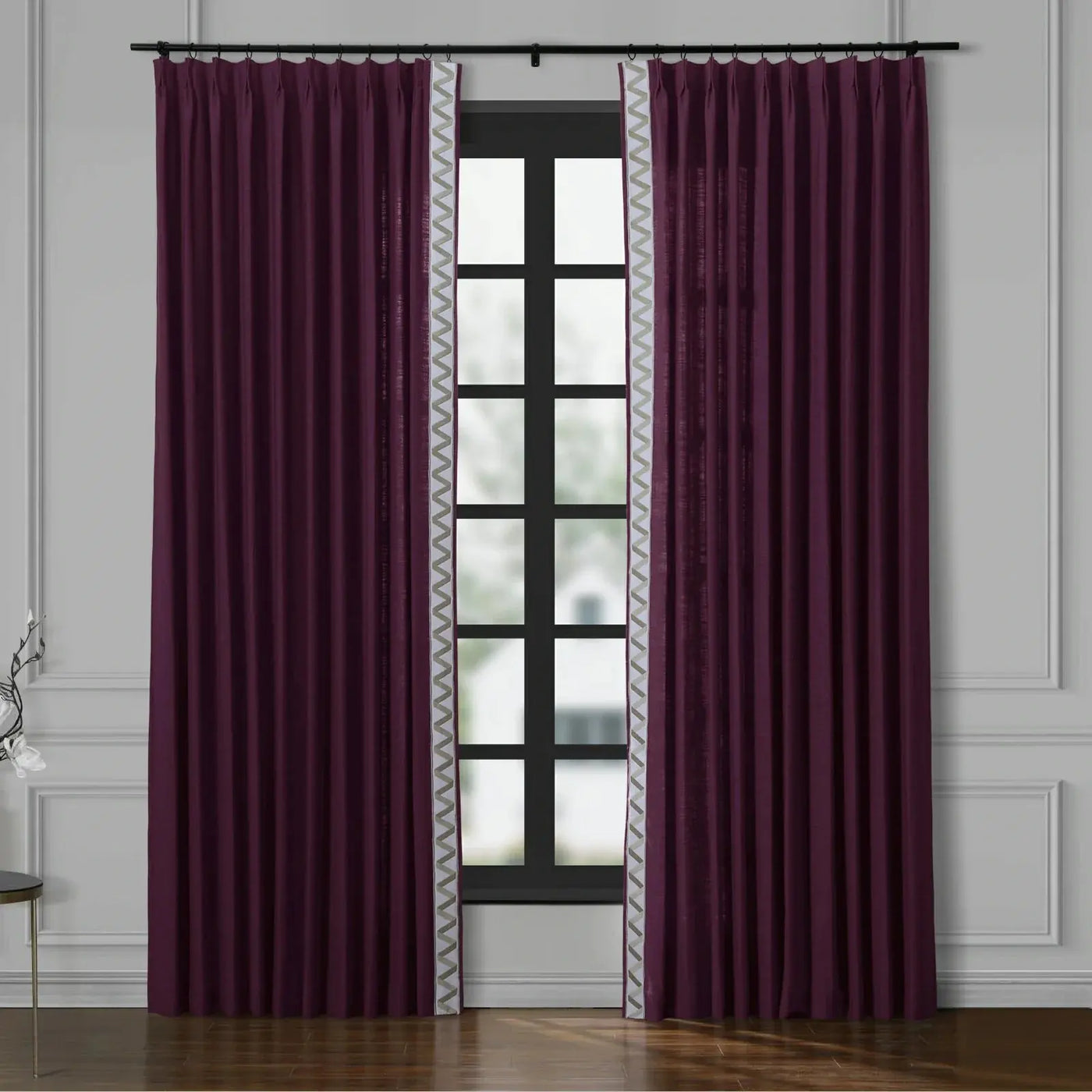 Jawara Luxury Linen Cotton Curtains with Border Trim (Sold per Pair) TWOPAGES