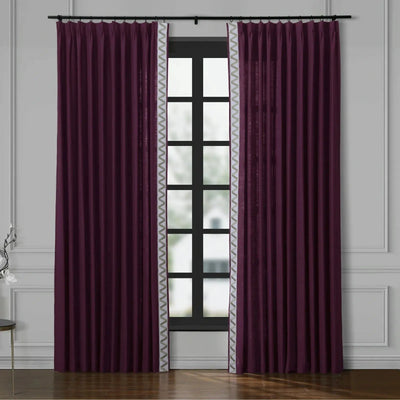 Jawara Luxury Linen Cotton Curtains with Border Trim (Sold per Pair) TWOPAGES