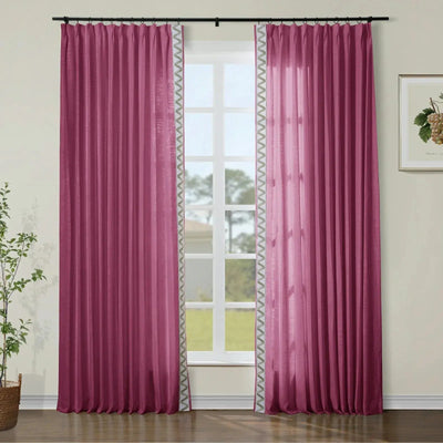 Isabella Cotton Blend Curtains with Border Trim (Sold per Pair) TWOPAGES