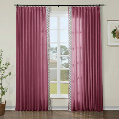 Isabella Cotton Blend Curtains with Border Trim (Sold per Pair) TWOPAGES