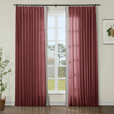 Isabella Cotton Blend Curtains with Border Trim (Sold per Pair) TWOPAGES