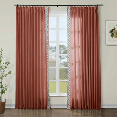 Isabella Cotton Blend Curtains with Border Trim (Sold per Pair) TWOPAGES