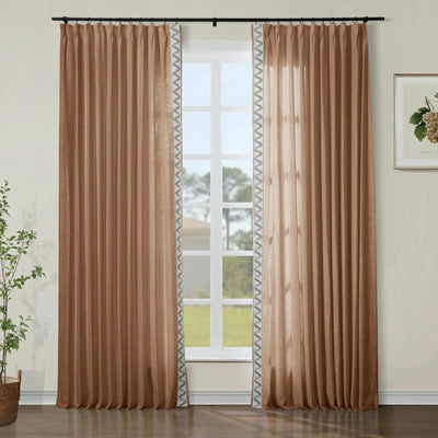 Jawara Luxury Linen Cotton Curtains with Border Trim (Sold per Pair) TWOPAGES